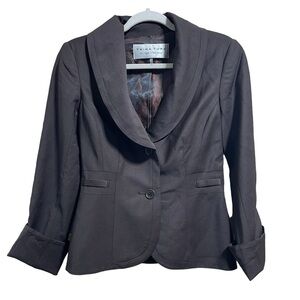 Trina Turk Women’s Wool Blend Cuffed Sleeves Brown Blazer Size 2